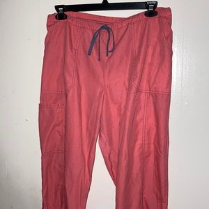 Pink with grey lining and draw string